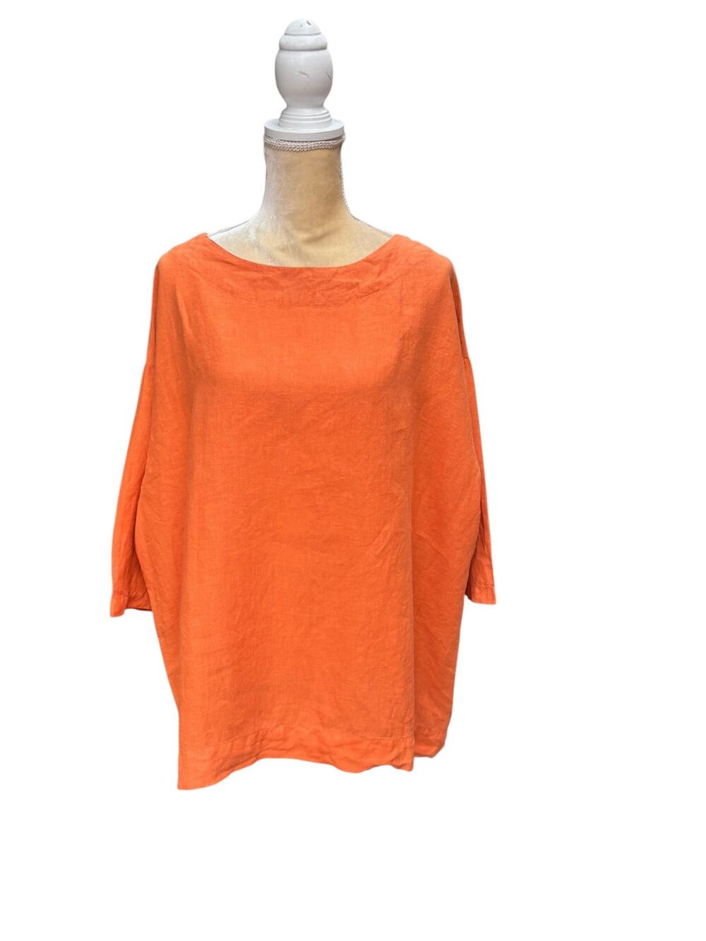 Bryn Walker Orange Boxy Tunic Top Linen Size Small